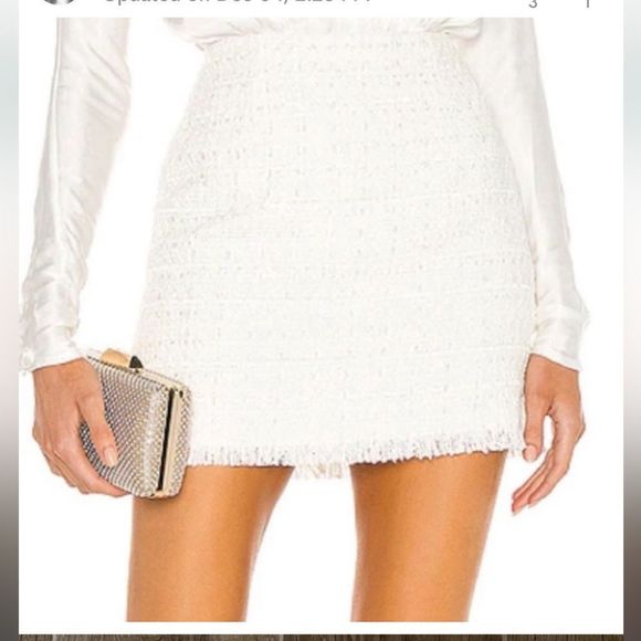 Express Dresses & Skirts - NEW Ivory A Lined/Tweed high waist white mini skirt size 8